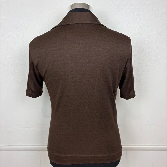 MarVista Sportswear Mens VTG Button Up Polo Shirt Sz S Short Sleeve Brown Stripe - Picture 8 of 17